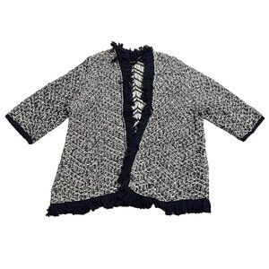 Lane Bryant Chunky Knit Open Front Cardigan Navy/White Size 22/24